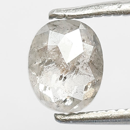 0.87 CT Oval Shape Ethical Natural Diamond, 6 x 5 mm Gray Black Salt and Pepper Diamond