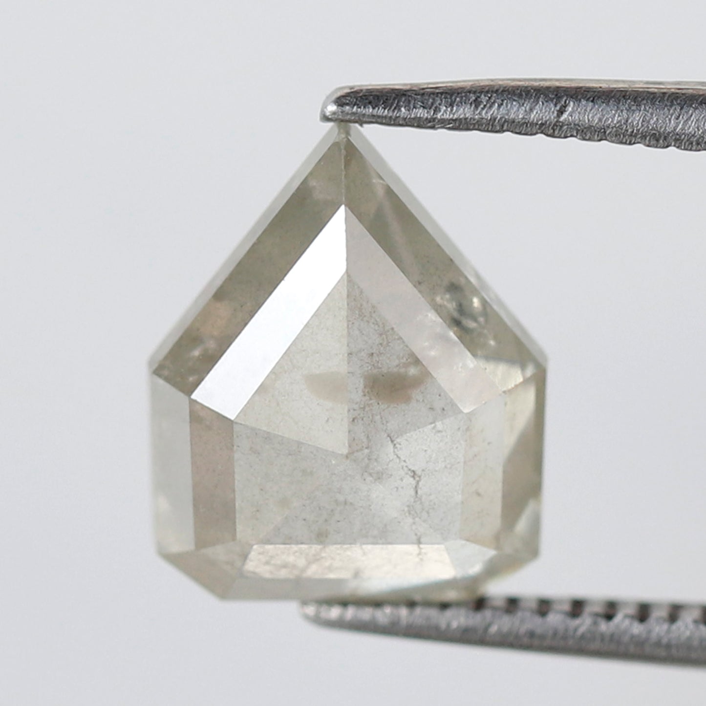 2.46 CT Geometric cut Earth Mined Diamond, 9.40 mm Misty White Loose Rustic Diamond For Custom Pendant