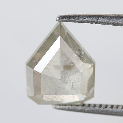 2.46 CT Geometric cut Earth Mined Diamond, 9.40 mm Misty White Loose Rustic Diamond For Custom Pendant