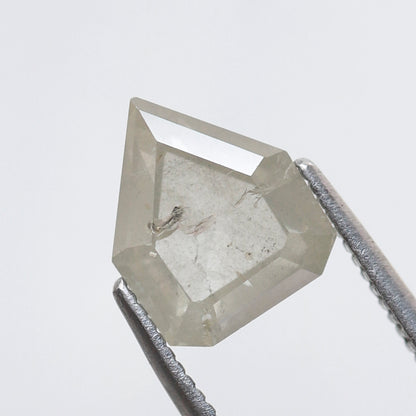 2.46 CT Geometric cut Earth Mined Diamond, 9.40 mm Misty White Loose Rustic Diamond For Custom Pendant