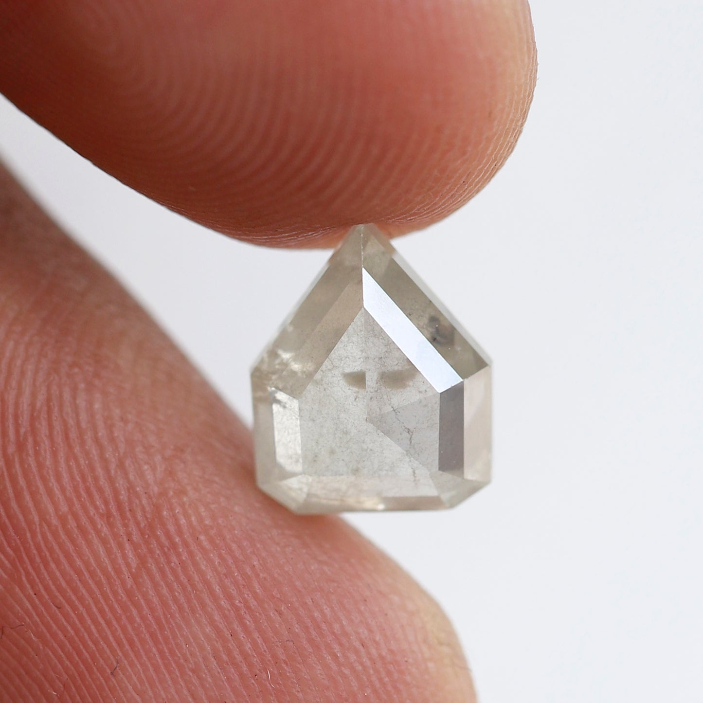 2.46 CT Geometric cut Earth Mined Diamond, 9.40 mm Misty White Loose Rustic Diamond For Custom Pendant