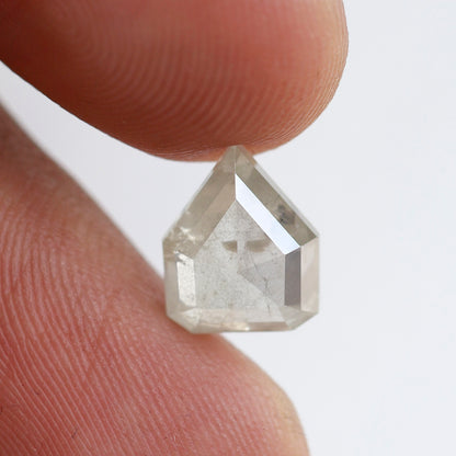 2.46 CT Geometric cut Earth Mined Diamond, 9.40 mm Misty White Loose Rustic Diamond For Custom Pendant