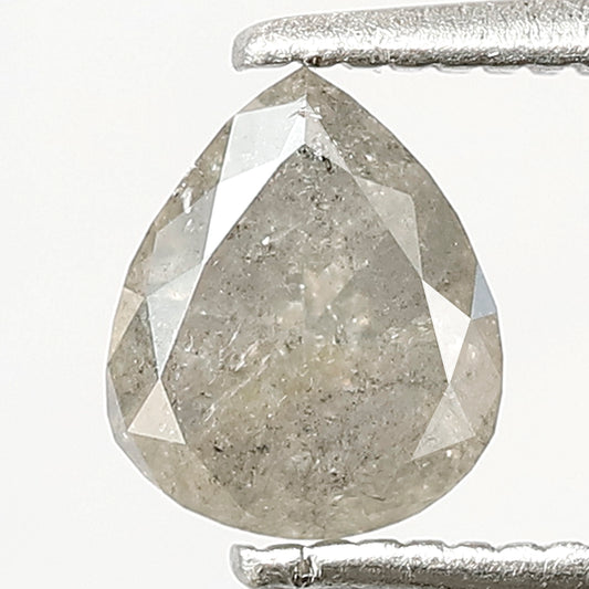 0.76 CT Conflict Free Pear Shape Diamond, Natural 6.50 MM Gray Black Salt and Pepper Diamond For Engagement Ring