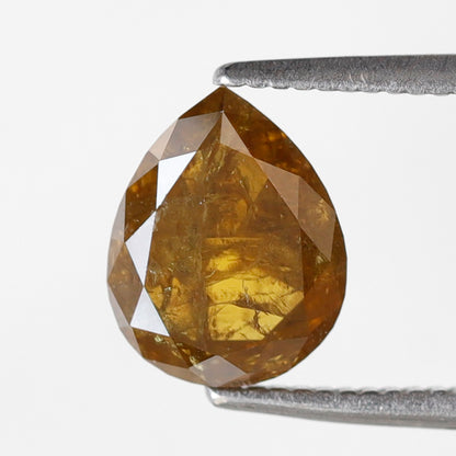 Natural Brownish Yellow Pear Shape Diamond 1.77 Ct | Rustic Loose Diamond 8.40 mm | Earth Mined Jewelry Making Stone