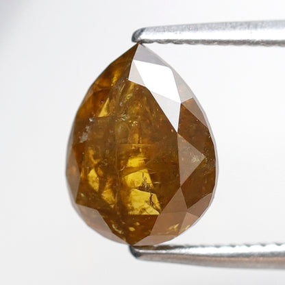 Natural Brownish Yellow Pear Shape Diamond 1.77 Ct | Rustic Loose Diamond 8.40 mm | Earth Mined Jewelry Making Stone