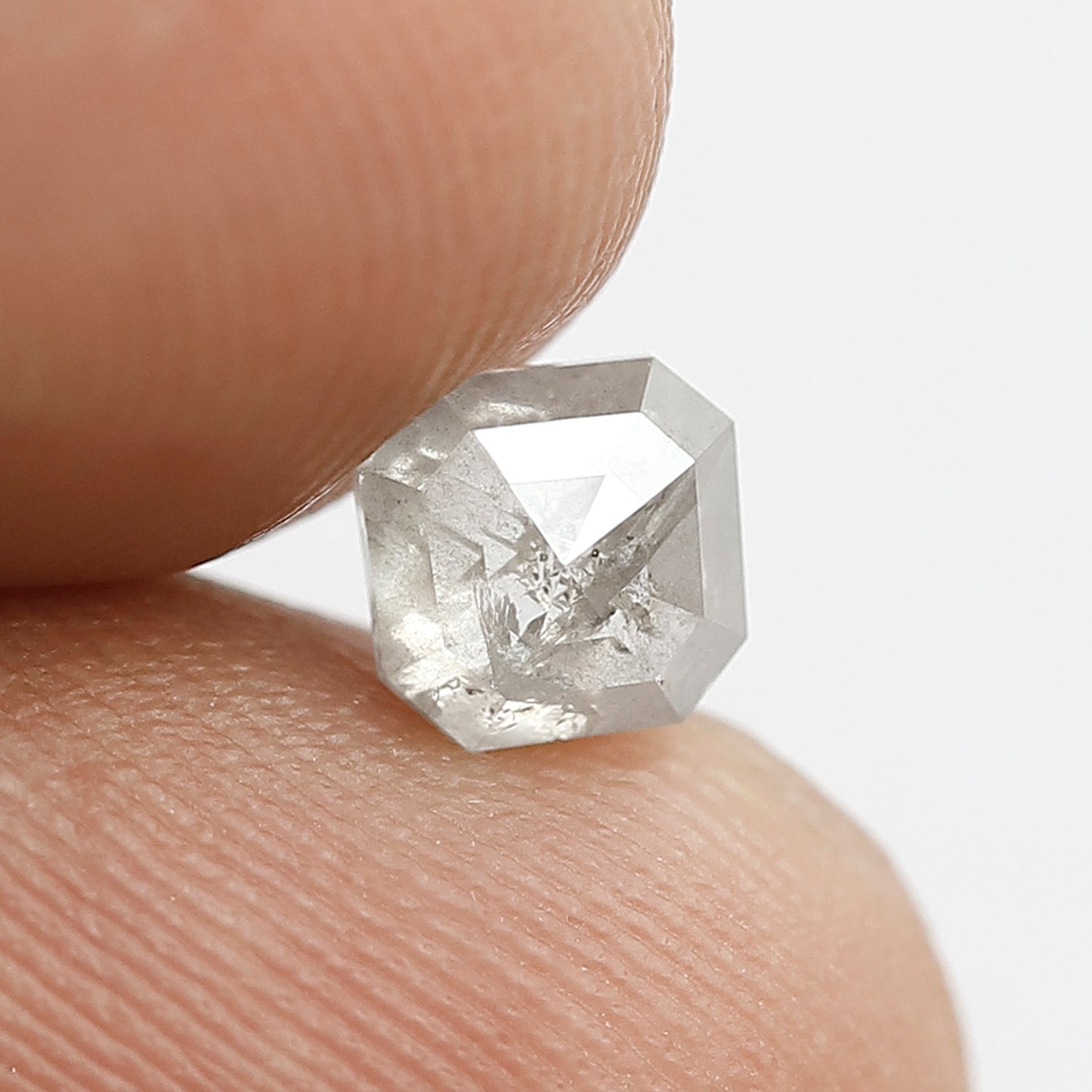 0.90 Ct Radiant Cut Salt & Pepper Diamond | Natural Gray Black Conflict Free Loose Diamond