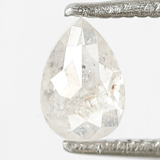 0.64 CT Ethical Pear Shape Loose Diamond, Natural 6.30 MM White Salt and Pepper Diamond For Making Pear Custom Ring