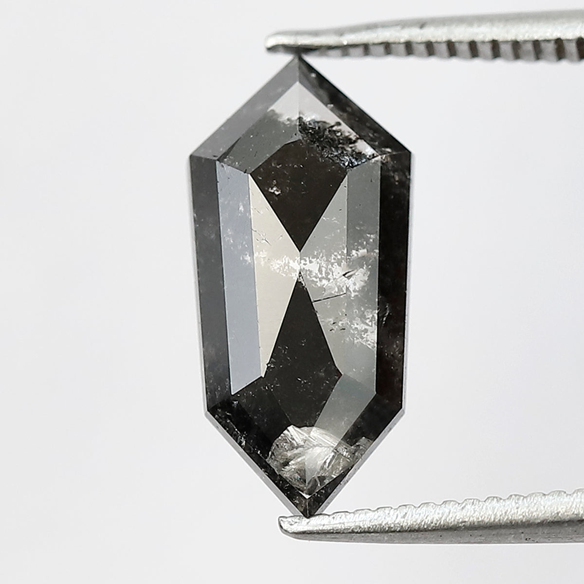 2.49 Ct elongated hexagon Shape Salt and Pepper Diamond 14 MM Loose Natural Grey Black Color Diamond for wedding ring gift
