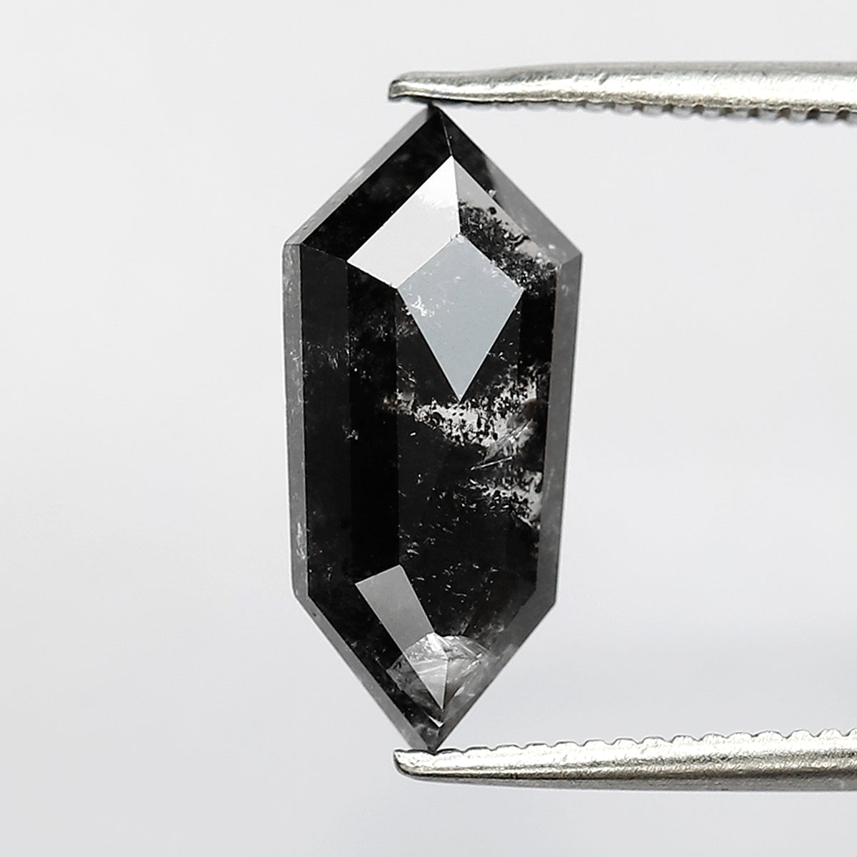 2.49 Ct elongated hexagon Shape Salt and Pepper Diamond 14 MM Loose Natural Grey Black Color Diamond for wedding ring gift