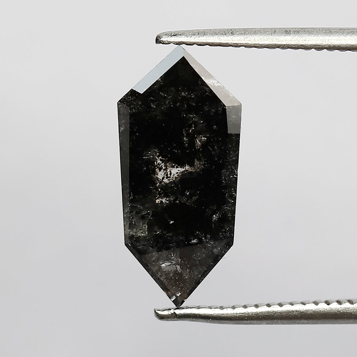 2.49 Ct elongated hexagon Shape Salt and Pepper Diamond 14 MM Loose Natural Grey Black Color Diamond for wedding ring gift