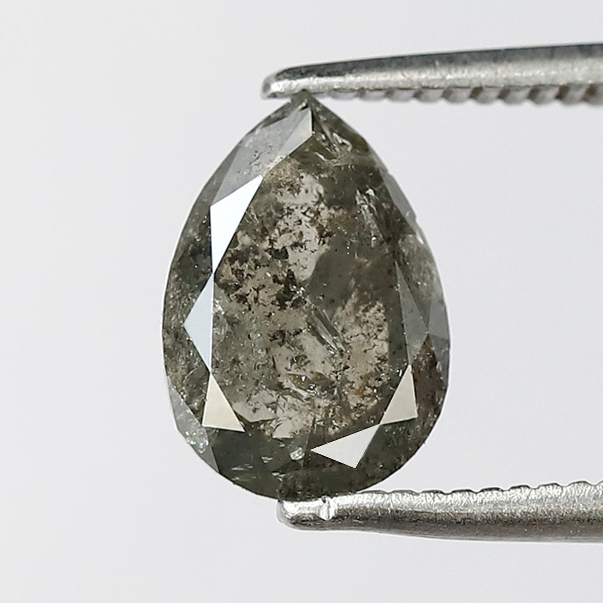1.89 CT Pear Shape Salt and Pepper Diamond 9 MM Loose Natural Green Grey Black Color Diamond wedding ring