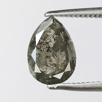 1.89 CT Pear Shape Salt and Pepper Diamond 9 MM Loose Natural Green Grey Black Color Diamond wedding ring