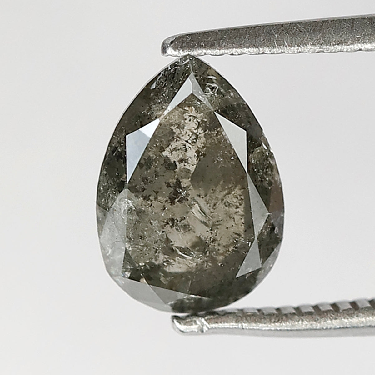 1.89 CT Pear Shape Salt and Pepper Diamond 9 MM Loose Natural Green Grey Black Color Diamond wedding ring