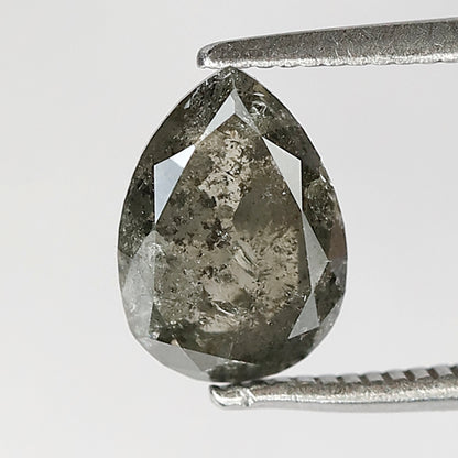 1.89 CT Pear Shape Salt and Pepper Diamond 9 MM Loose Natural Green Grey Black Color Diamond wedding ring