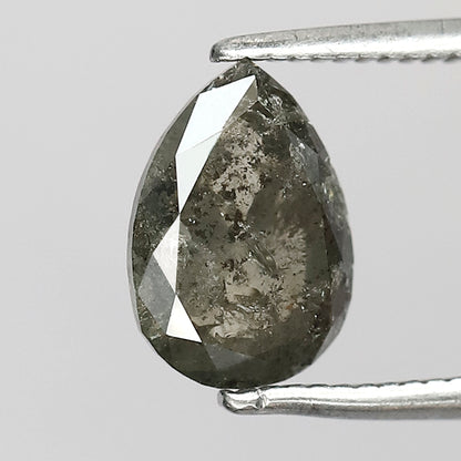 1.89 CT Pear Shape Salt and Pepper Diamond 9 MM Loose Natural Green Grey Black Color Diamond wedding ring