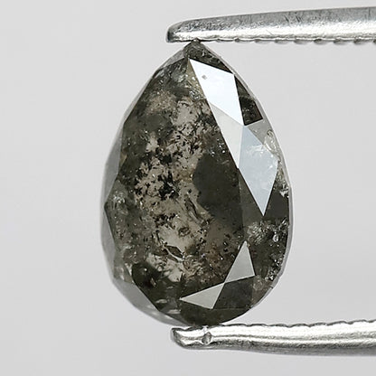 1.89 CT Pear Shape Salt and Pepper Diamond 9 MM Loose Natural Green Grey Black Color Diamond wedding ring