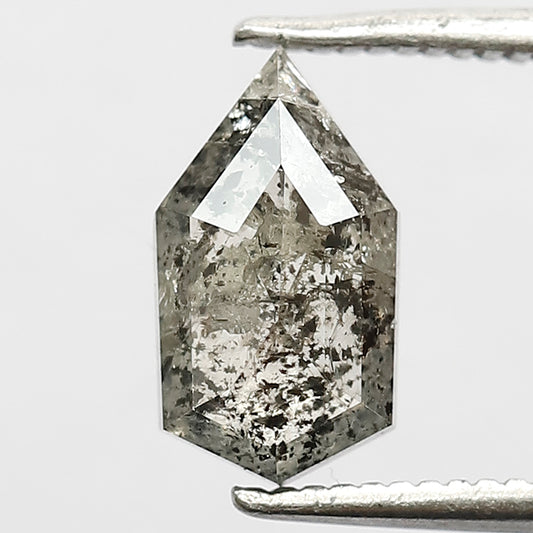 1.51 CT Geometric cut Salt and Pepper Diamond, Natural 9.80 MM Gray Black Earth Mined Loose Diamond For Pendant and Ring