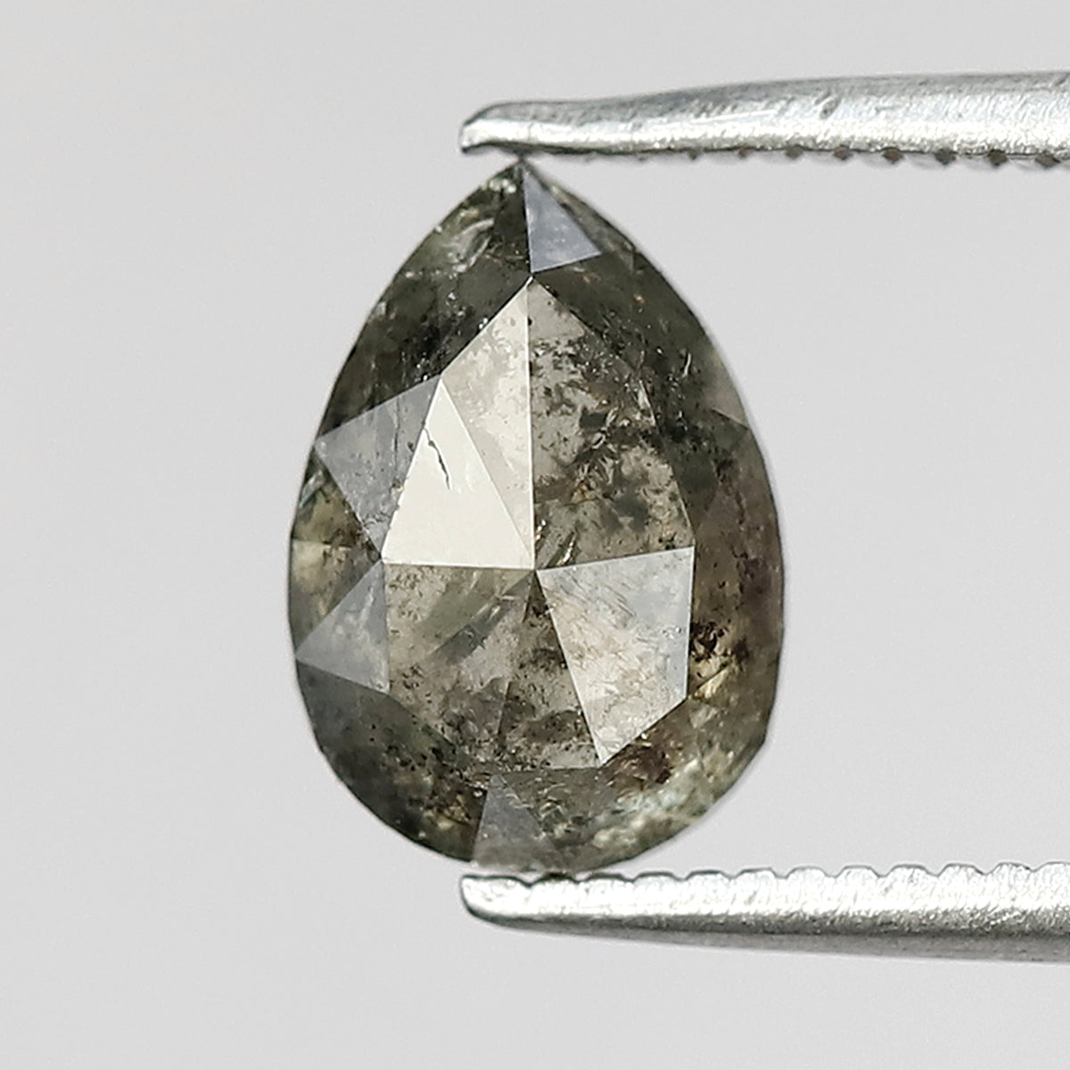 1.89 CT Pear Shape Salt and Pepper Diamond 9 MM Loose Natural Green Grey Black Color Diamond wedding ring
