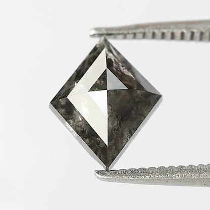 1.33 CT Rhombus Shape Salt and Pepper Diamond 9 MM Loose Natural Grey Black Color Diamond birthday gift