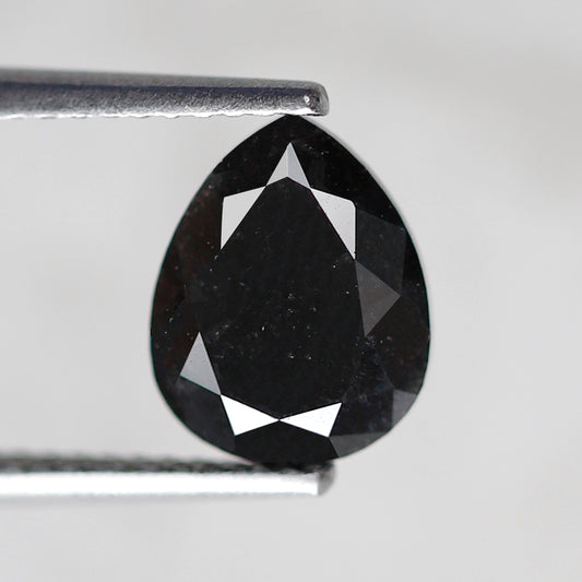 2.22 CT Pear Cut Salt and Pepper Diamond, 9.10 mm Natural Black Loose Diamond for Engagement and Bridal Ring