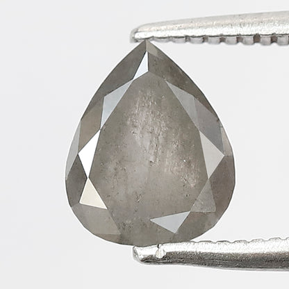 1.33 CT Pear Shape Salt and Pepper Diamond 7.60 MM Loose Natural Misty Grey Black Color Diamond for wedding ring