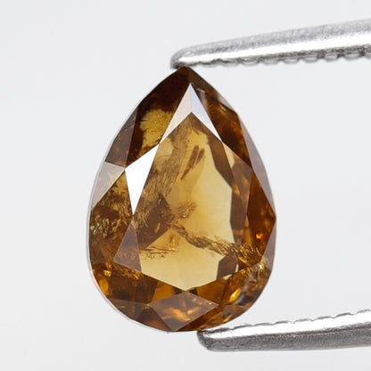 Natural 1.54 Ct Pear Shape Diamond | Brownish Yellow Rustic Loose Diamond | Ethical Diamond for Custom Jewelry Design