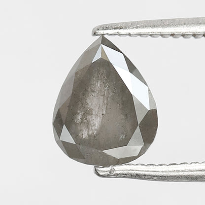 1.33 CT Pear Shape Salt and Pepper Diamond 7.60 MM Loose Natural Misty Grey Black Color Diamond for wedding ring
