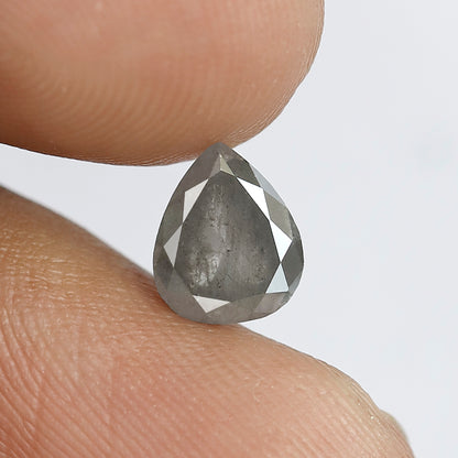 1.33 CT Pear Shape Salt and Pepper Diamond 7.60 MM Loose Natural Misty Grey Black Color Diamond for wedding ring