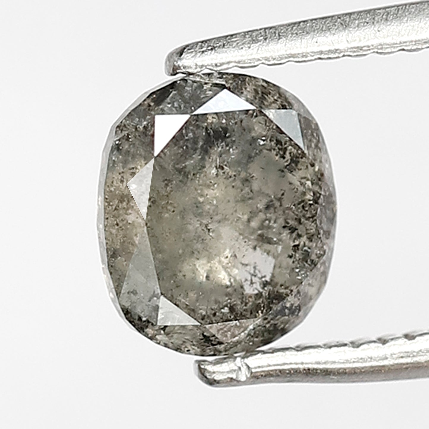 1.30 Ct oval Shape Salt and Pepper Diamond 6.50 MM Loose Natural Green Grey Color Diamond wedding ring