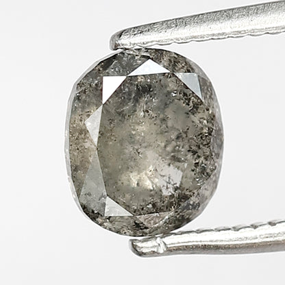 1.30 Ct oval Shape Salt and Pepper Diamond 6.50 MM Loose Natural Green Grey Color Diamond wedding ring