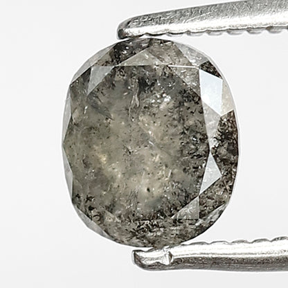 1.30 Ct oval Shape Salt and Pepper Diamond 6.50 MM Loose Natural Green Grey Color Diamond wedding ring