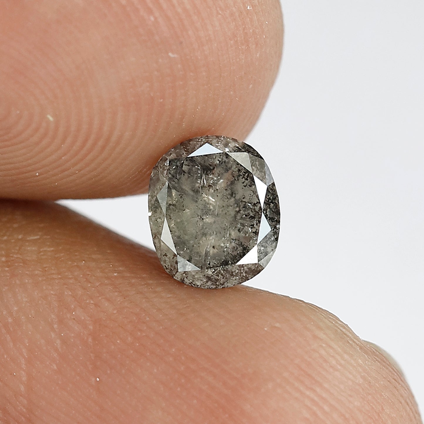 1.30 Ct oval Shape Salt and Pepper Diamond 6.50 MM Loose Natural Green Grey Color Diamond wedding ring