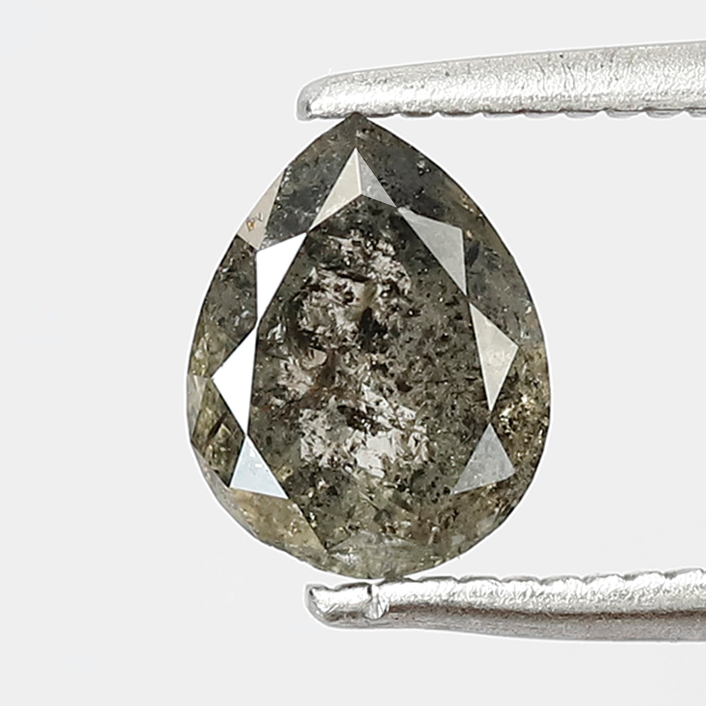 0.87 Ct Pear Shape Salt and Pepper Diamond 7 MM Loose Natural Grey Black Color Diamond wedding ring