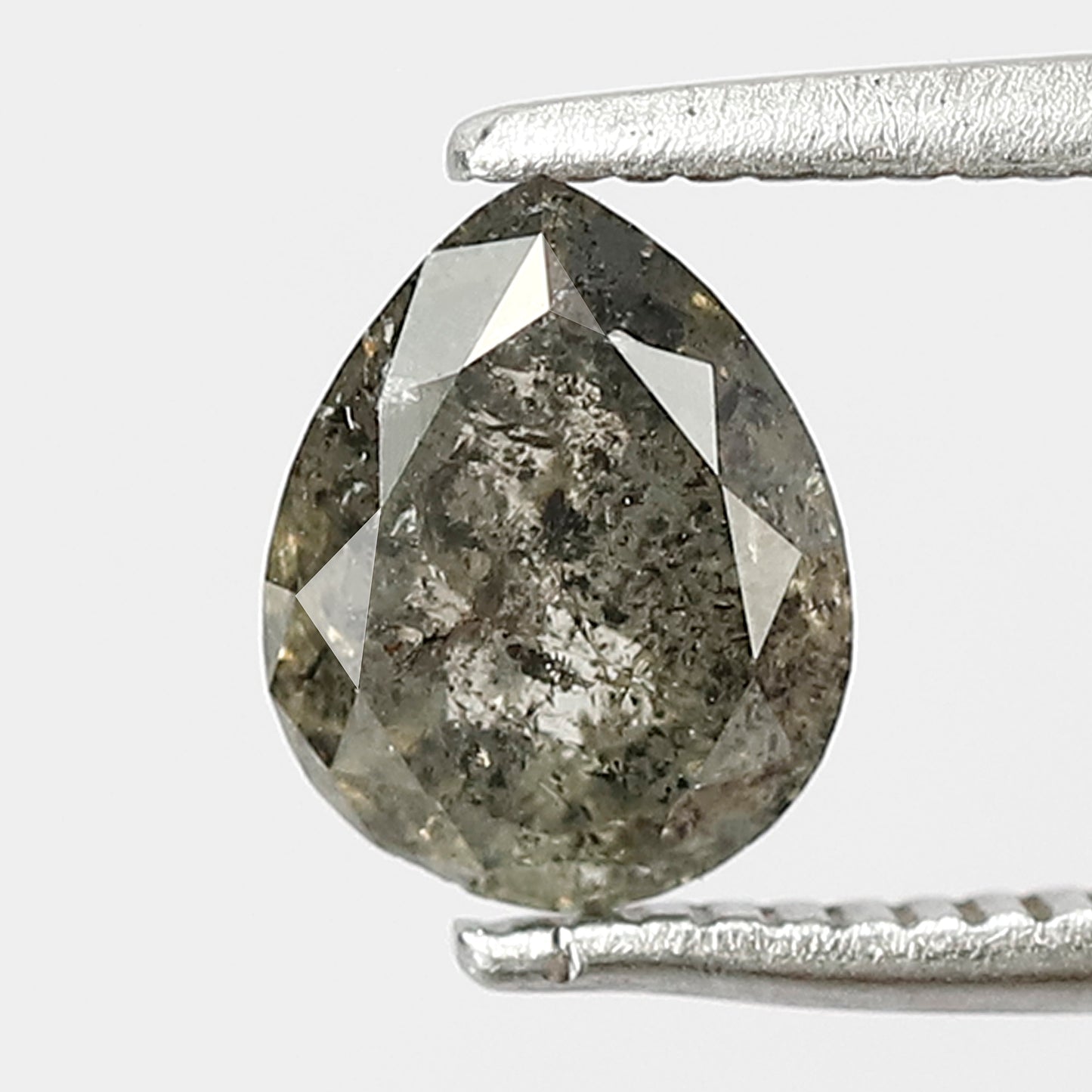 0.87 Ct Pear Shape Salt and Pepper Diamond 7 MM Loose Natural Grey Black Color Diamond wedding ring