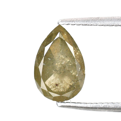 1.60 Ct Pear Shape Rustic Diamond, Natural Greenish Yellow Diamond, Ethical Loose Diamond for Promise Ring
