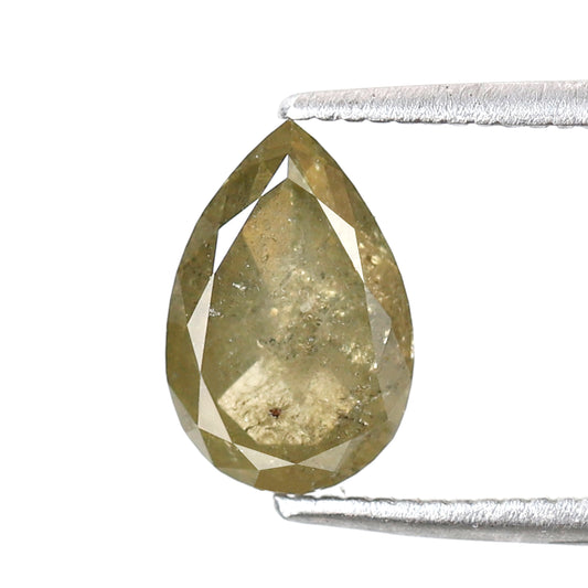 1.60 Ct Pear Shape Rustic Diamond, Natural Greenish Yellow Diamond, Ethical Loose Diamond for Promise Ring