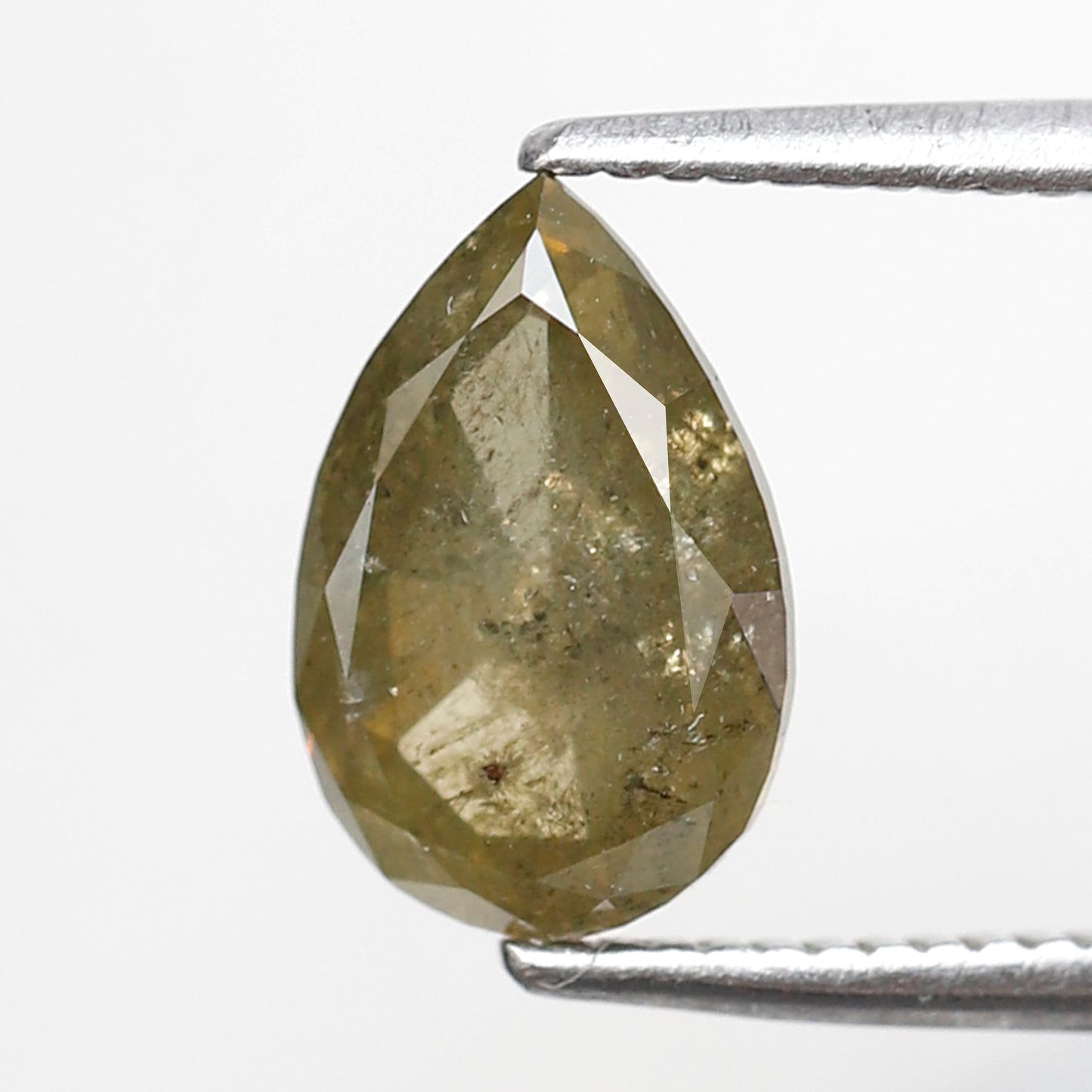 1.60 Ct Pear Shape Rustic Diamond, Natural Greenish Yellow Diamond, Ethical Loose Diamond for Promise Ring
