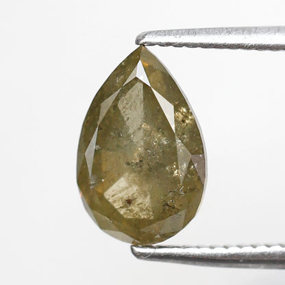 1.60 Ct Pear Shape Rustic Diamond, Natural Greenish Yellow Diamond, Ethical Loose Diamond for Promise Ring