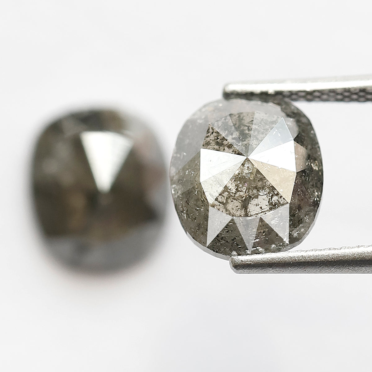 Oval Pair 4.27 Ct Natural Gray Black Salt & Pepper Diamonds | Earth Mined Loose Earrings Diamonds