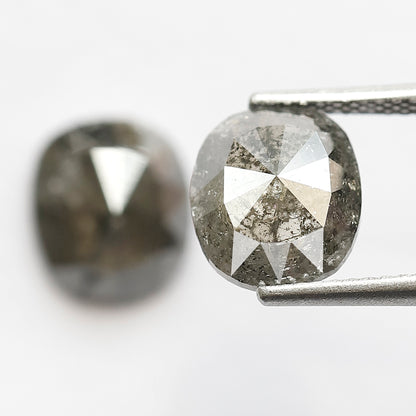 Oval Pair 4.27 Ct Natural Gray Black Salt & Pepper Diamonds | Earth Mined Loose Earrings Diamonds