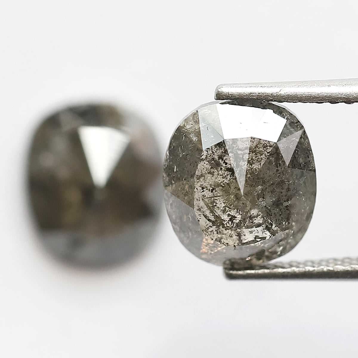Oval Pair 4.27 Ct Natural Gray Black Salt & Pepper Diamonds | Earth Mined Loose Earrings Diamonds