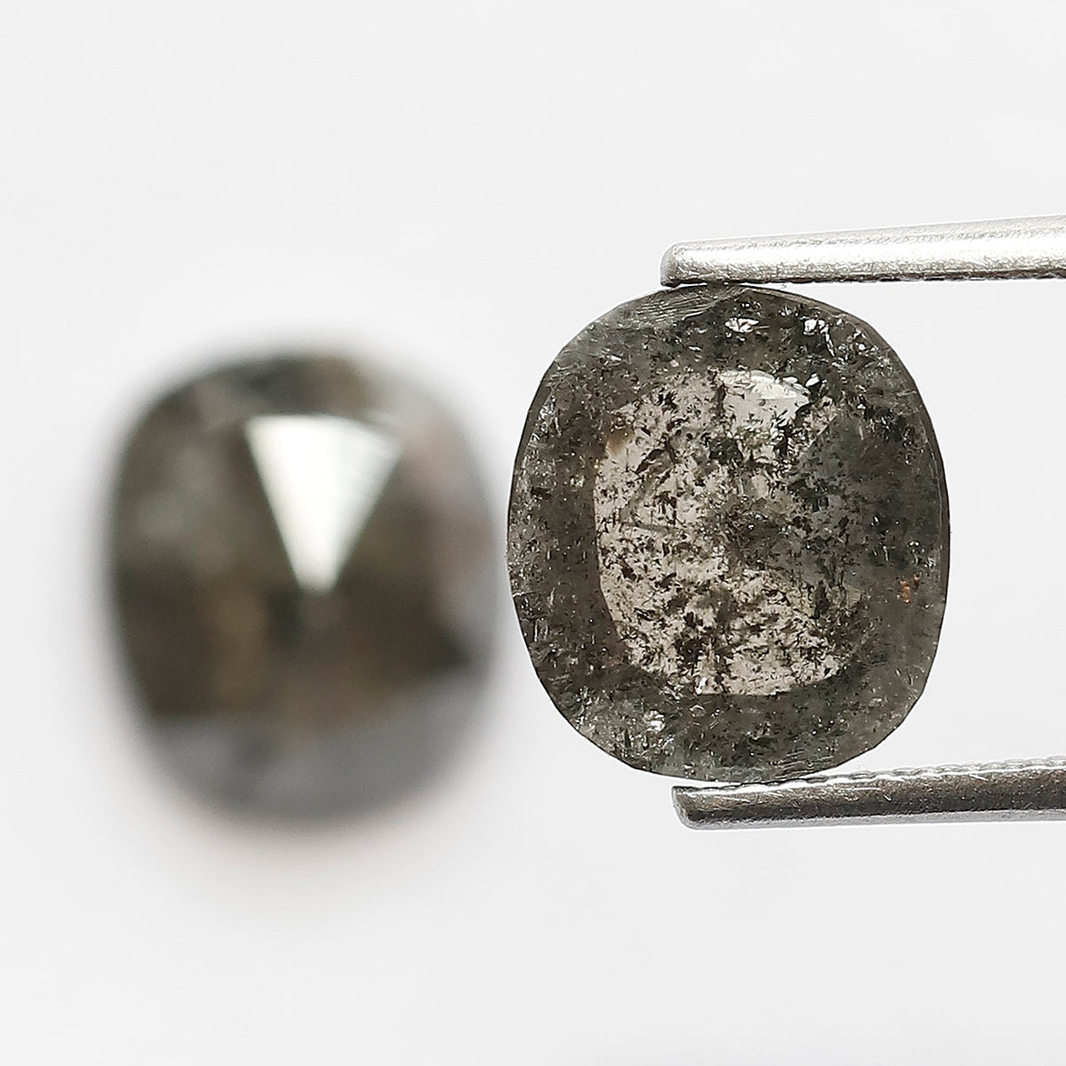 Oval Pair 4.27 Ct Natural Gray Black Salt & Pepper Diamonds | Earth Mined Loose Earrings Diamonds