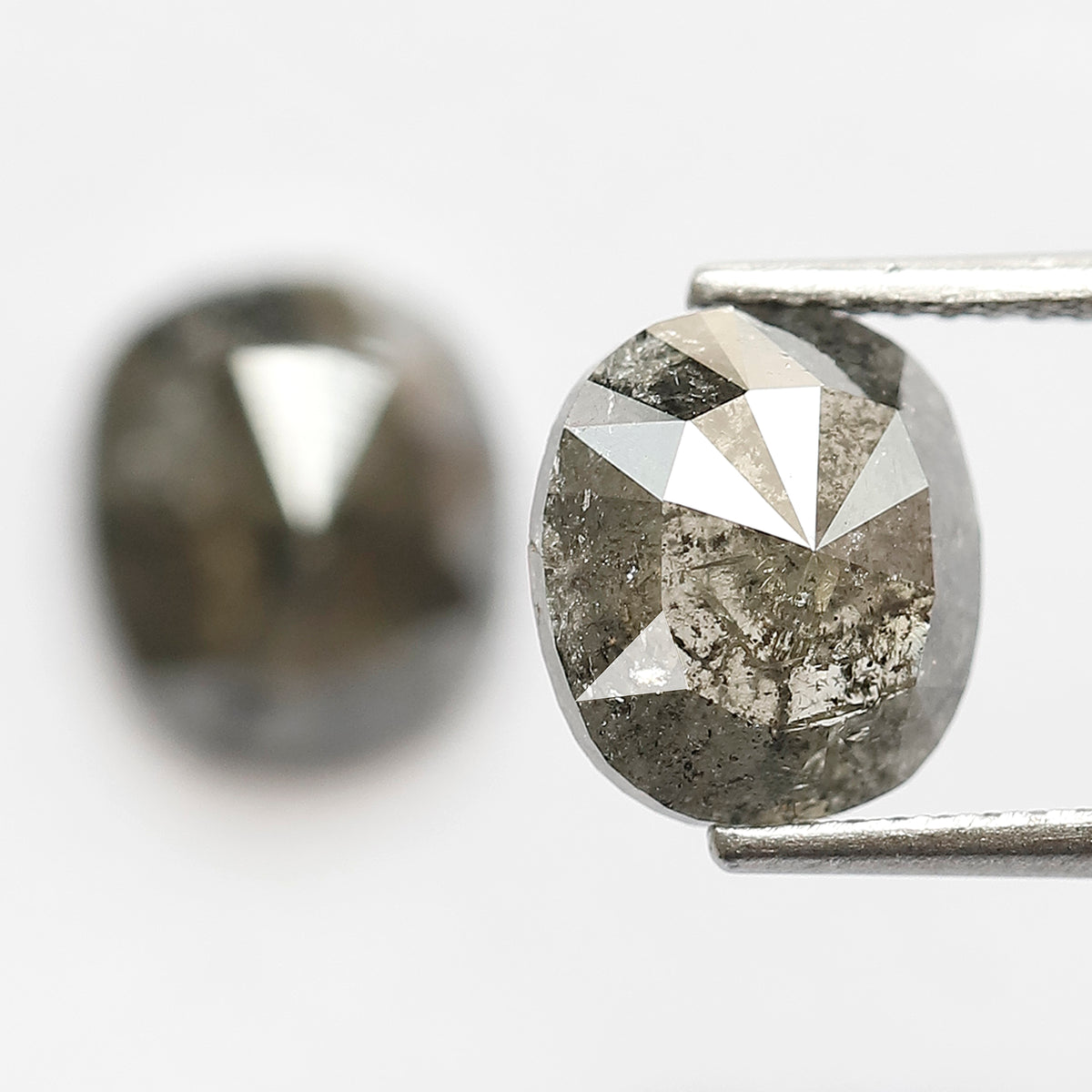 Oval Pair 4.27 Ct Natural Gray Black Salt & Pepper Diamonds | Earth Mined Loose Earrings Diamonds