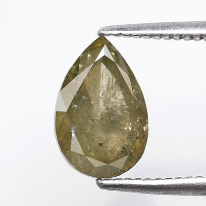 1.60 Ct Pear Shape Rustic Diamond, Natural Greenish Yellow Diamond, Ethical Loose Diamond for Promise Ring