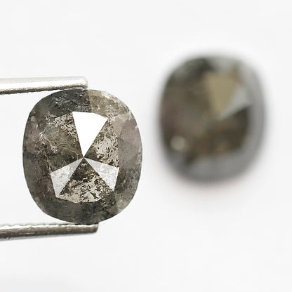 Oval Pair 4.27 Ct Natural Gray Black Salt & Pepper Diamonds | Earth Mined Loose Earrings Diamonds