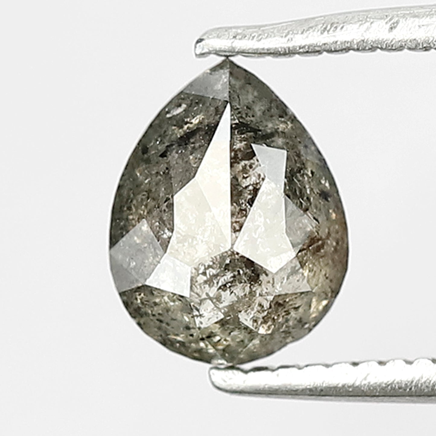 0.87 Ct Pear Shape Salt and Pepper Diamond 7 MM Loose Natural Grey Black Color Diamond wedding ring