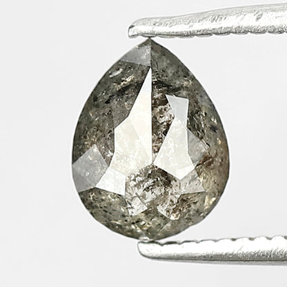 0.87 Ct Pear Shape Salt and Pepper Diamond 7 MM Loose Natural Grey Black Color Diamond wedding ring