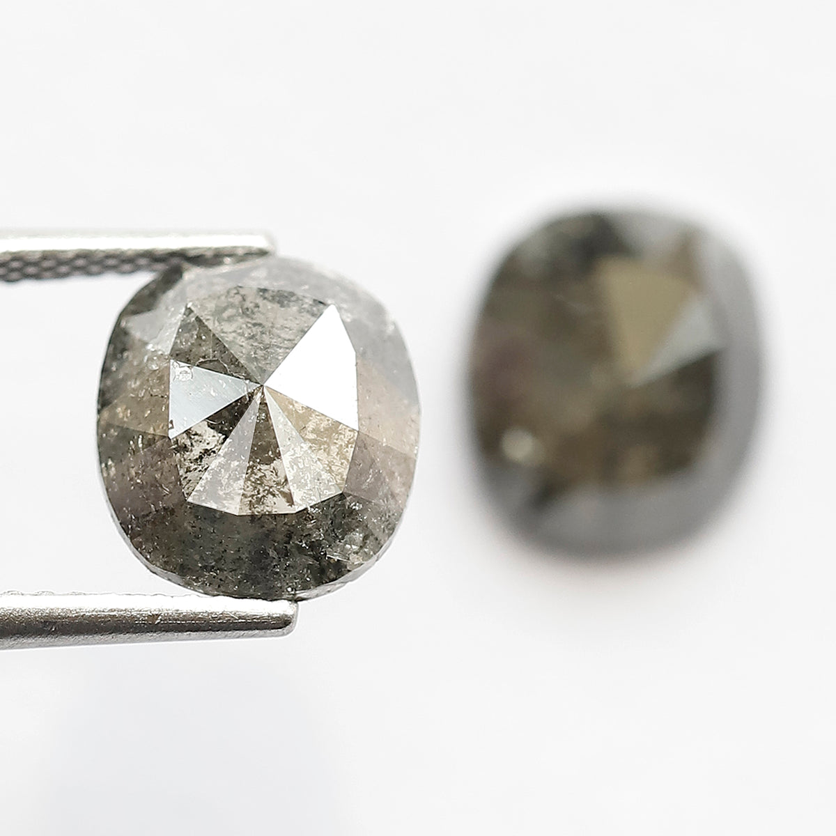 Oval Pair 4.27 Ct Natural Gray Black Salt & Pepper Diamonds | Earth Mined Loose Earrings Diamonds