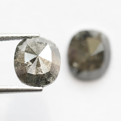 Oval Pair 4.27 Ct Natural Gray Black Salt & Pepper Diamonds | Earth Mined Loose Earrings Diamonds