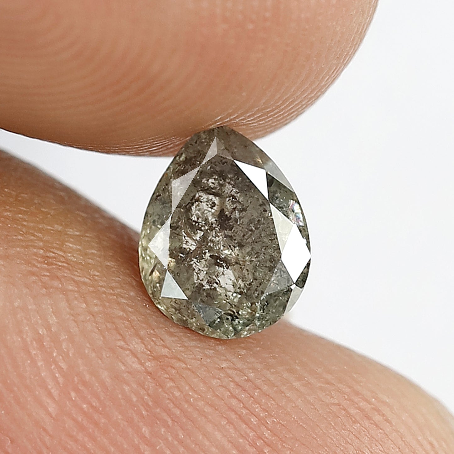 0.87 Ct Pear Shape Salt and Pepper Diamond 7 MM Loose Natural Grey Black Color Diamond wedding ring